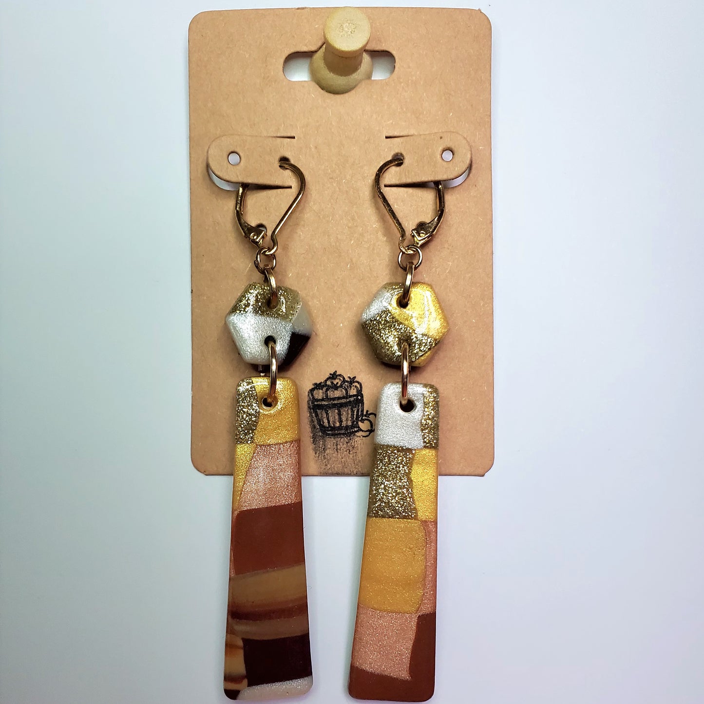 Metallic Checkered Wave Drop Earrings