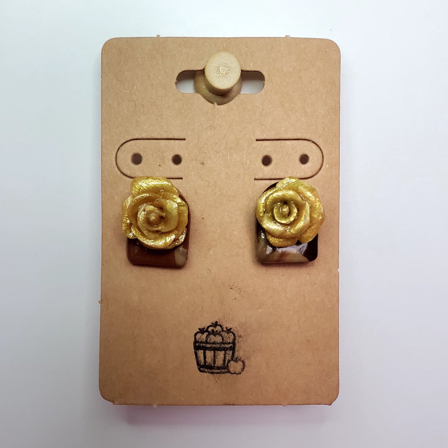 Chocolate Metallic Rose Studs